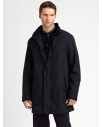 Armani | Blue Microfiber Car Coat for Men | Lyst