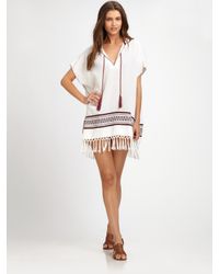 Tory Burch | White Cotton Hooded Beach Poncho | Lyst