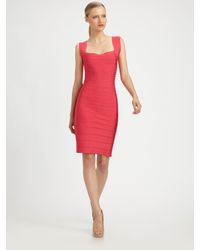 Hervé Léger | Pink Bandage Dress | Lyst