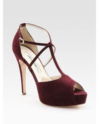 Brian Atwood | Purple Goldy Bis Strappy Suede Platform Pumps | Lyst