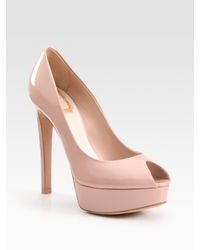 Dior | Pink Miss Patent Leather Peep Toe Pumps | Lyst