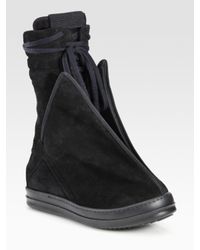 Rick Owens | Black Lace-up Suede Ankle Boots | Lyst