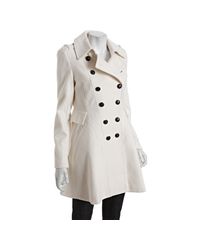 Via Spiga | Natural White Wool Blend Double Breasted Flared Coat | Lyst