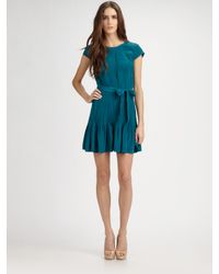 Gryphon | Blue Silk Pintucked Dress | Lyst