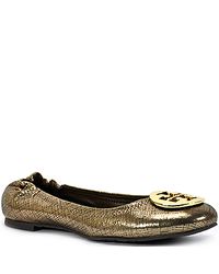 Tory Burch | Reva - Bronze Metallic Suede Ballet Flat | Lyst