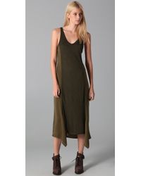 T By Alexander Wang | Green Poly Satin Racerback Maxi Tank Dress | Lyst