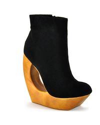 Jeffrey Campbell | Rockaway - Black Suede Donut Wedge Bootie | Lyst