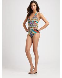 Etro | Metallic One-Piece Tribal Swimsuit | Lyst