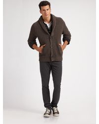 Vince | Brown Thermal Shawl-collar Cardigan for Men | Lyst