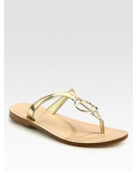Dior | Cd Metallic Leather Thong Sandals | Lyst
