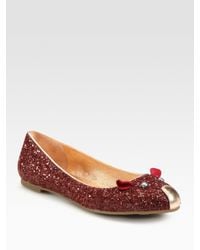 Marc By Marc Jacobs | Metallic Glitter Mouse Leather Ballet Flats | Lyst