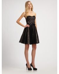 Aidan Mattox | Black Strapless Lace Dress | Lyst