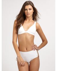 Chloé | White High-waisted Lace-up Bikini Swimsuit | Lyst
