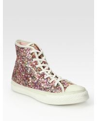 Converse | Pink Sequin High-top Sneakers | Lyst