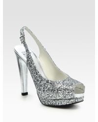 Stuart Weitzman | Metallic Glitter Slingback Pumps | Lyst