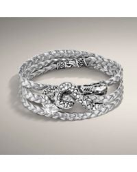 John Hardy | Metallic Naga Triple-wrap Leather Bracelet, Silver | Lyst