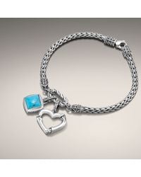John Hardy | Metallic Extra-small Bracelet with Bamboo Heart Charm and Square Charm | Lyst