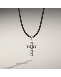 John Hardy | Black Cross Pendant On Leather Cord for Men | Lyst