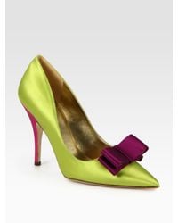 kate spade new york | Green Latrice Colorblock Satin Point Toe Pumps | Lyst