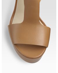 Kors by Michael Kors | Brown Vernon Leather T-strap Platform Sandals | Lyst