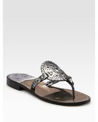 Jack Rogers | Metallic Leather Thong Sandals | Lyst