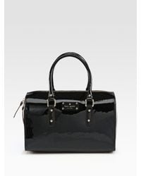 kate spade new york | Black Melinda Patent Leather Zip-top Satchel | Lyst