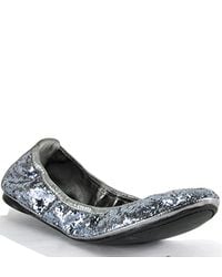 Tory Burch | Metallic Pewter Glitter Ballet Flat | Lyst