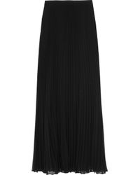 Halston | Black Accordion-pleated Chiffon Maxi Skirt | Lyst