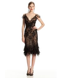Oscar de la Renta | Black Feather Hem Dress | Lyst