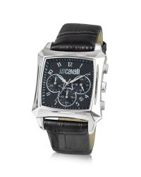 Just Cavalli - Blade - Black Croco Leather Strap Chrono Watch for Men - Lyst