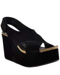 Pedro Garcia | Black Suede Wedge Platform Sandal | Lyst