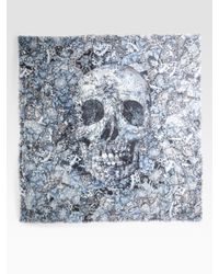 Alexander McQueen | Blue Reversible Printed Silk-blend And Jacquard Scarf | Lyst