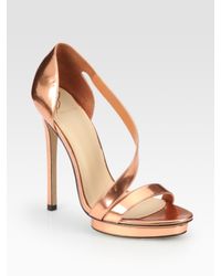 B Brian Atwood | Metallic Strappy Sandals | Lyst