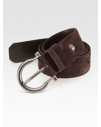 Ferragamo | Brown Adjustable Suede Belt for Men | Lyst