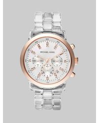 Michael Kors | Metallic Clear Bracelet Chronograph Watch | Lyst