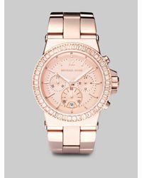Michael Kors | Pink Rose Goldtone Stainless Steel & Crystal Chronograph Watch | Lyst