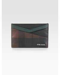 Prada | Brown Tartan Print Card Case for Men | Lyst