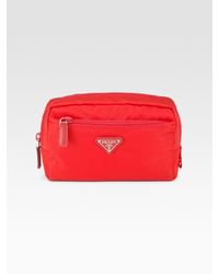 Prada Nylon Zip Pouch in Red | Lyst  