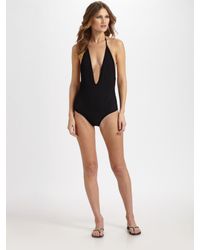 Tori Praver Swimwear | Black One-Piece Deep Plunge Swimsuit | Lyst