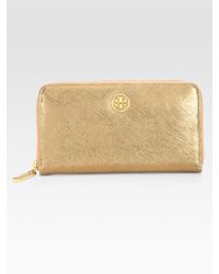 Tory Burch | Metallic Robinson Envelope Continental Wallet | Lyst