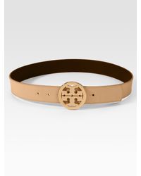 Tory Burch | Natural Leather Logo Belt | Lyst