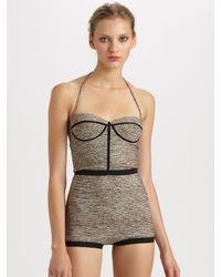 Bottega Veneta | Gray One-Piece Halter Swimsuit | Lyst