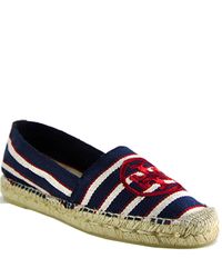 Tory Burch | Blue Aline Stripe - Navy Canvas Striped Slip-on Espadrille | Lyst