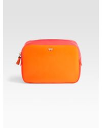 Anya Hindmarch | Orange Rubber & Leather Wash Bag | Lyst