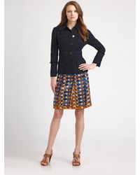 Tory Burch | Blue Kamille Printed Pleated Skirt | Lyst
