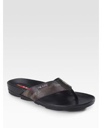 Prada | Brown Camouflage Thong Sandals for Men | Lyst
