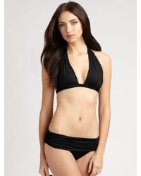 Badgley Mischka | Black Shirred Bikini Top | Lyst