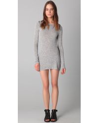 T By Alexander Wang | Gray Marled Drape-back Mini Dress | Lyst