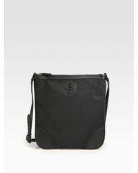 Tory Burch | Black Robinson Nylon & Leather Crossbody Bag | Lyst
