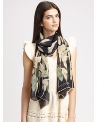 Valentino | Blue Silk Calla Lilies Scarf | Lyst